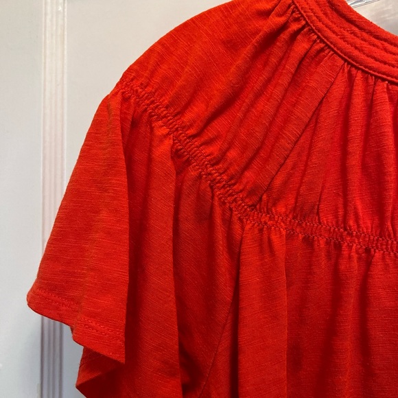 Orange Women’s Square Neck Flutter Sleeve Top - Picture 7 of 7